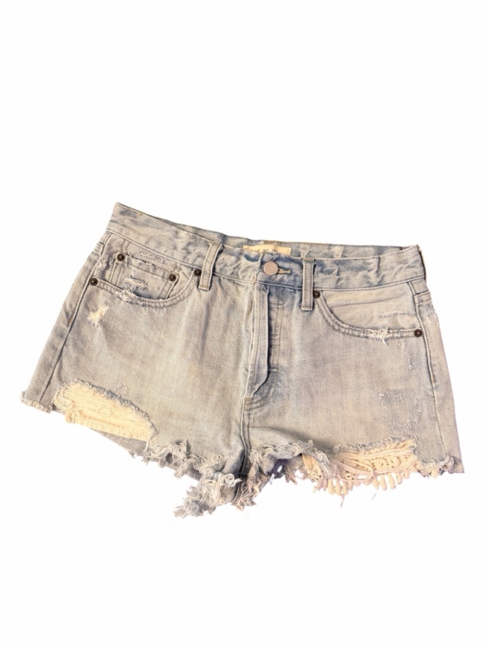 Free People We The Free Distressed Denim Shorts - size 28 - Ripped Daisy Chain